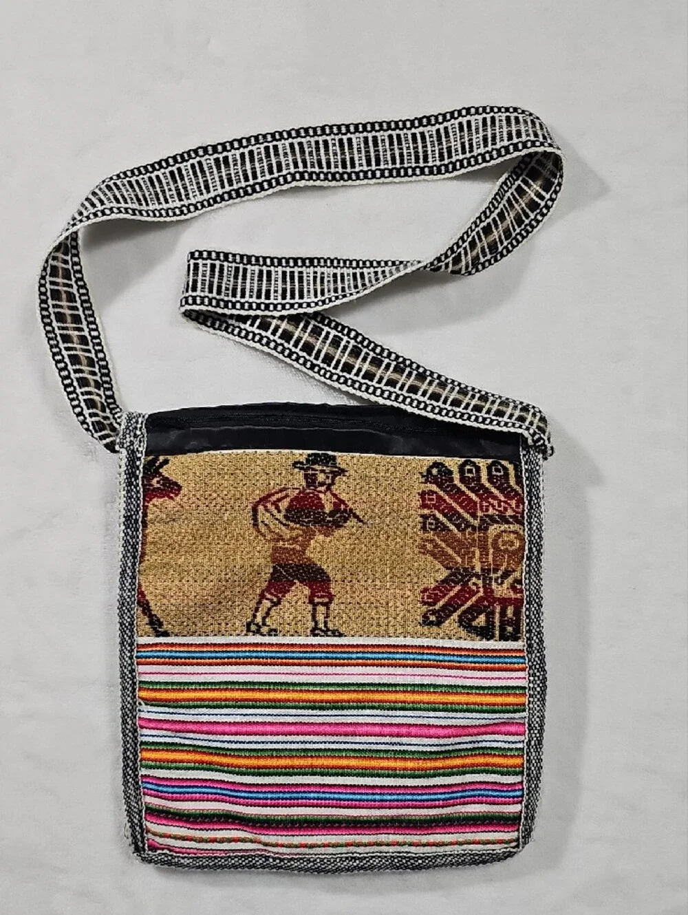 Source Unknown Multicolor Striped Ethnic Crossbody Bag